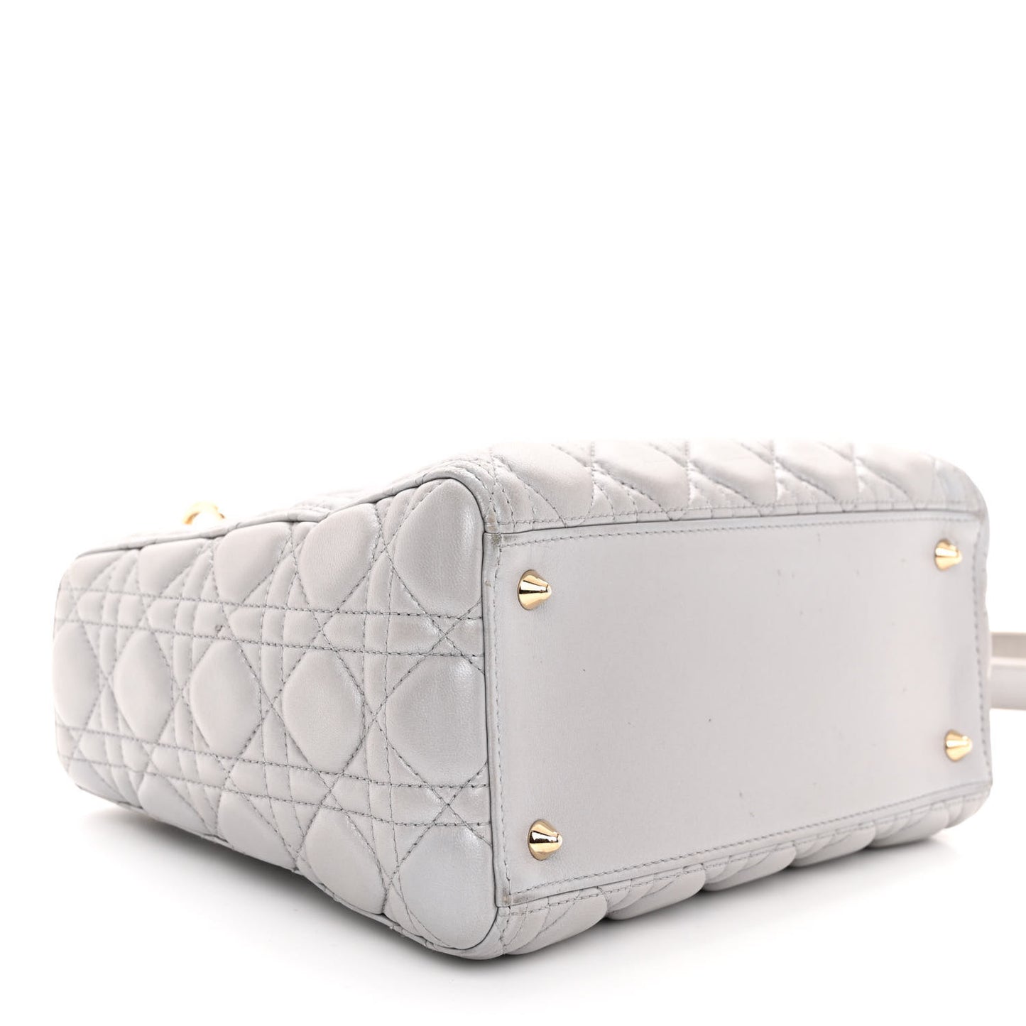 Pearly Lambskin Cannage Medium Lady Dior Grey