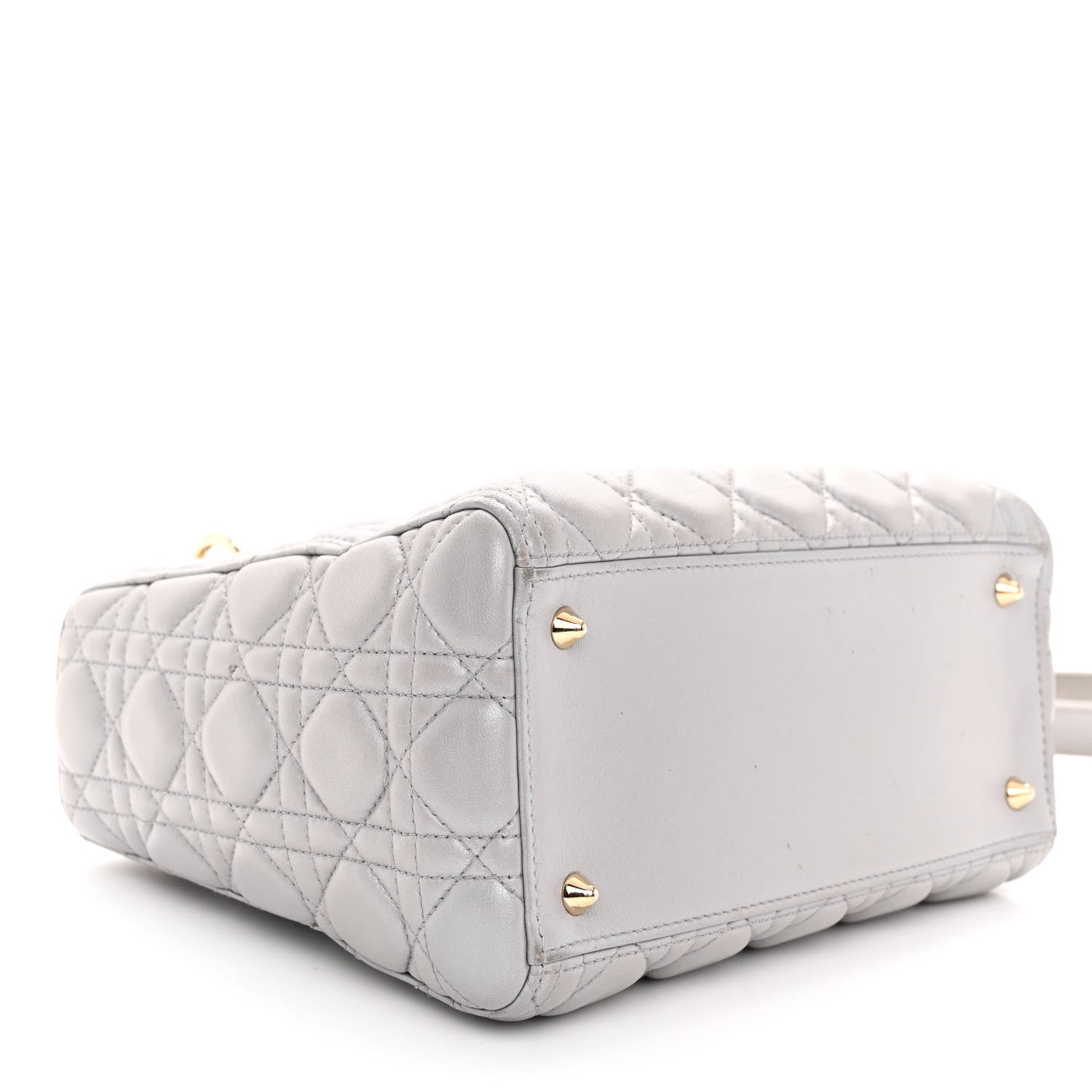 Christian Dior Pearly Lambskin Cannage Medium Lady Dior Grey 4 of 10