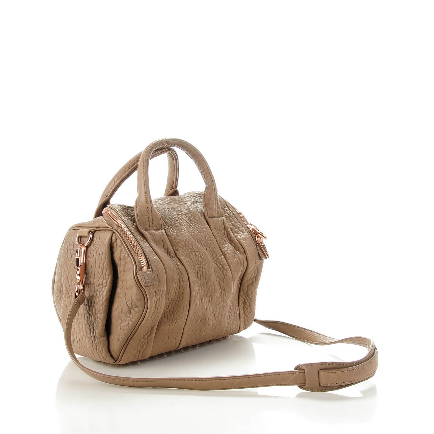 Pebbled Lambskin Rockie Latte Rose Gold Hardware