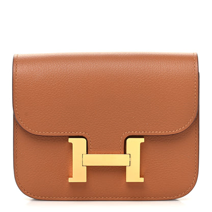 Hermes Evercolor Bi-Color Constance Slim Wallet Gold Vert Fizz 2 of 9