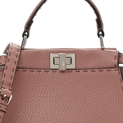 Fendi Cuoio Romano Selleria Bi-Color Mini Peekaboo Iconic Satchel English Rose Camelia 9 of 9