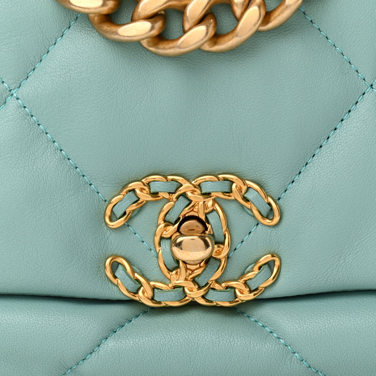Chanel Goatskin Quilted Medium Chanel 19 Flap Light Blue 10 of 10