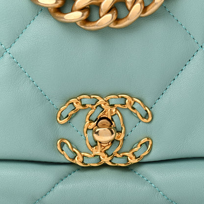 Chanel Goatskin Quilted Medium Chanel 19 Flap Light Blue 10 of 10