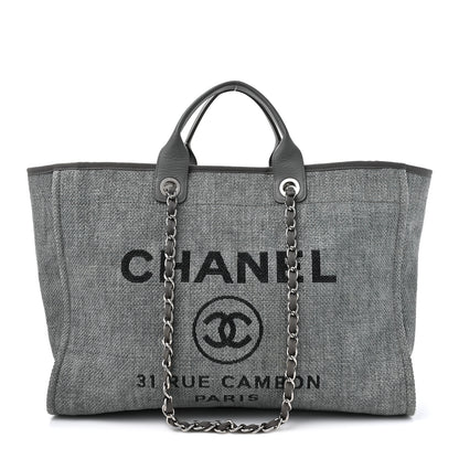 Chanel Woven Straw Raffia Large Deauville Tote Grey 1 of 14