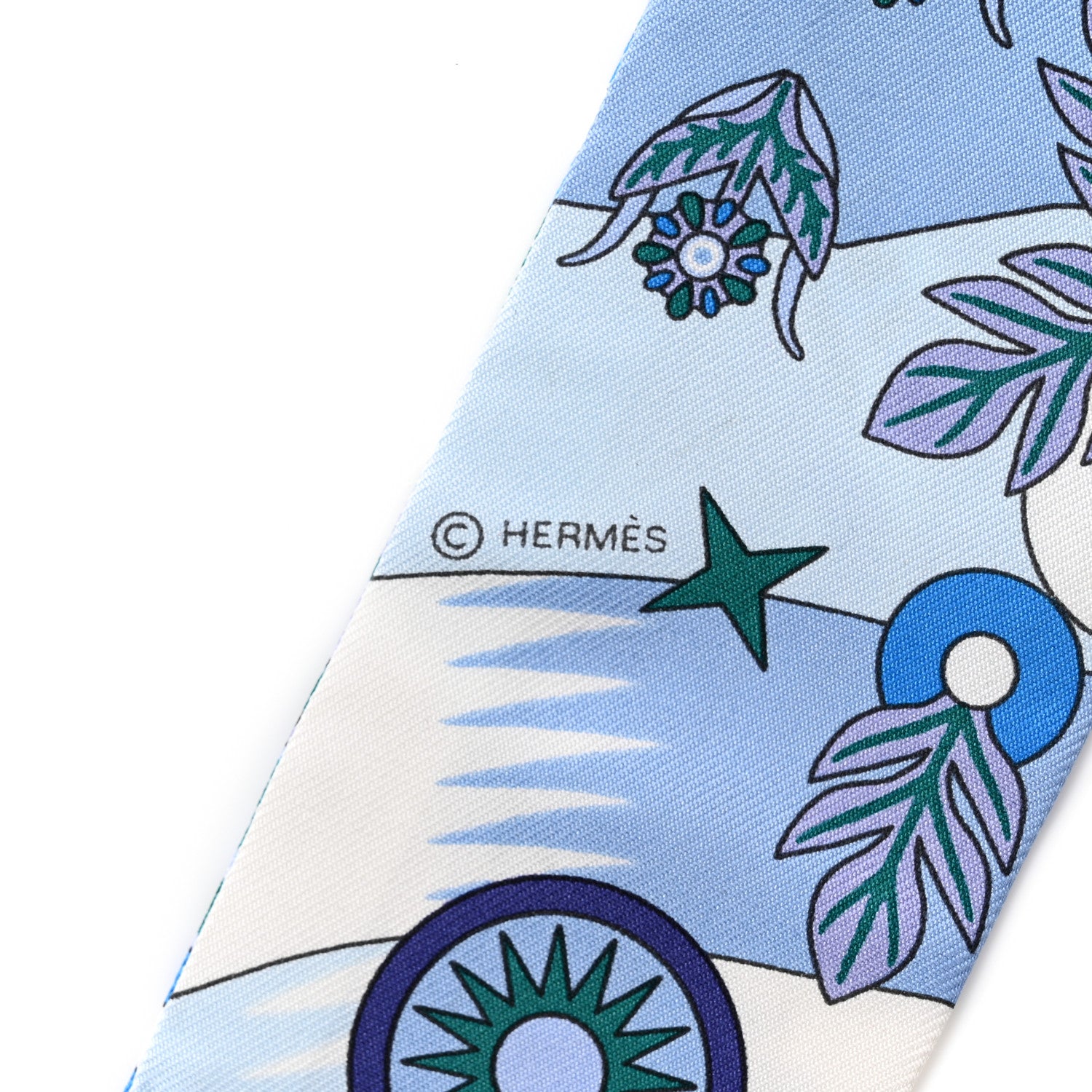 Hermes Silk La Source de Pegase Twilly Ciel Bleu Royal White 4 of 8