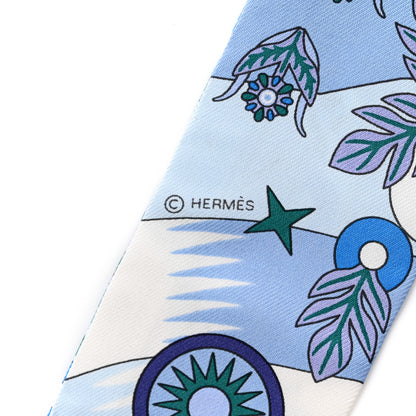 Hermes Silk La Source de Pegase Twilly Ciel Bleu Royal White 4 of 8
