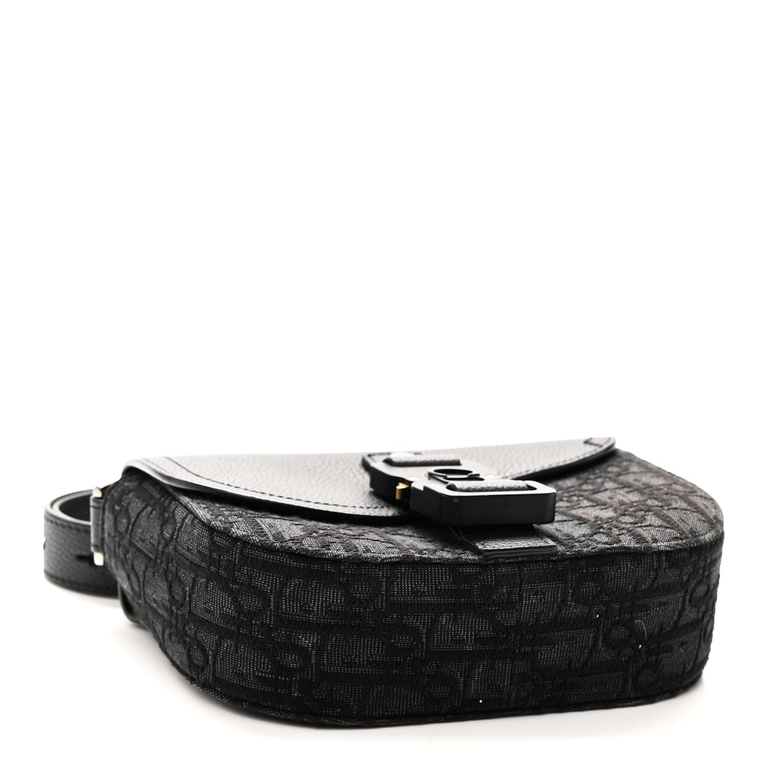 Christian Dior Oblique Jacquard Grained Calfskin Mini Saddle Messenger Bag With Flap Black 4 of 10