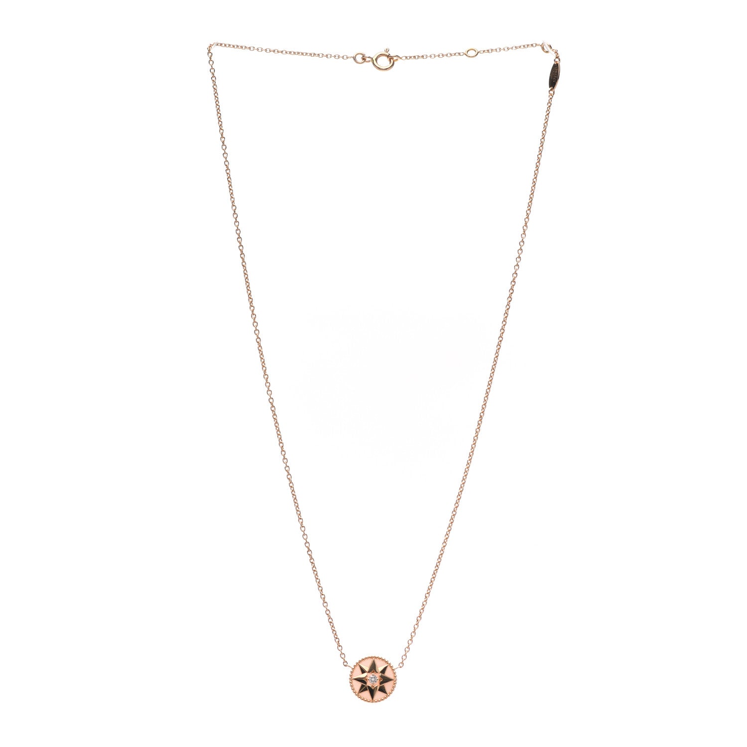 Christian Dior 18K Rose Gold Diamond Pink Opal Rose Des Vents Necklace 3 of 6
