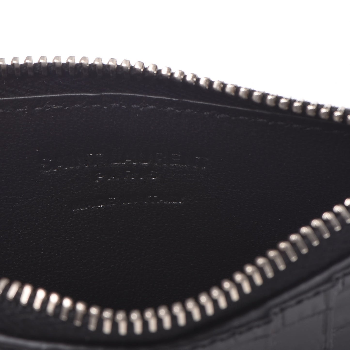Calfskin Crocodile Embossed 5 Fragments Zip Card Case Black