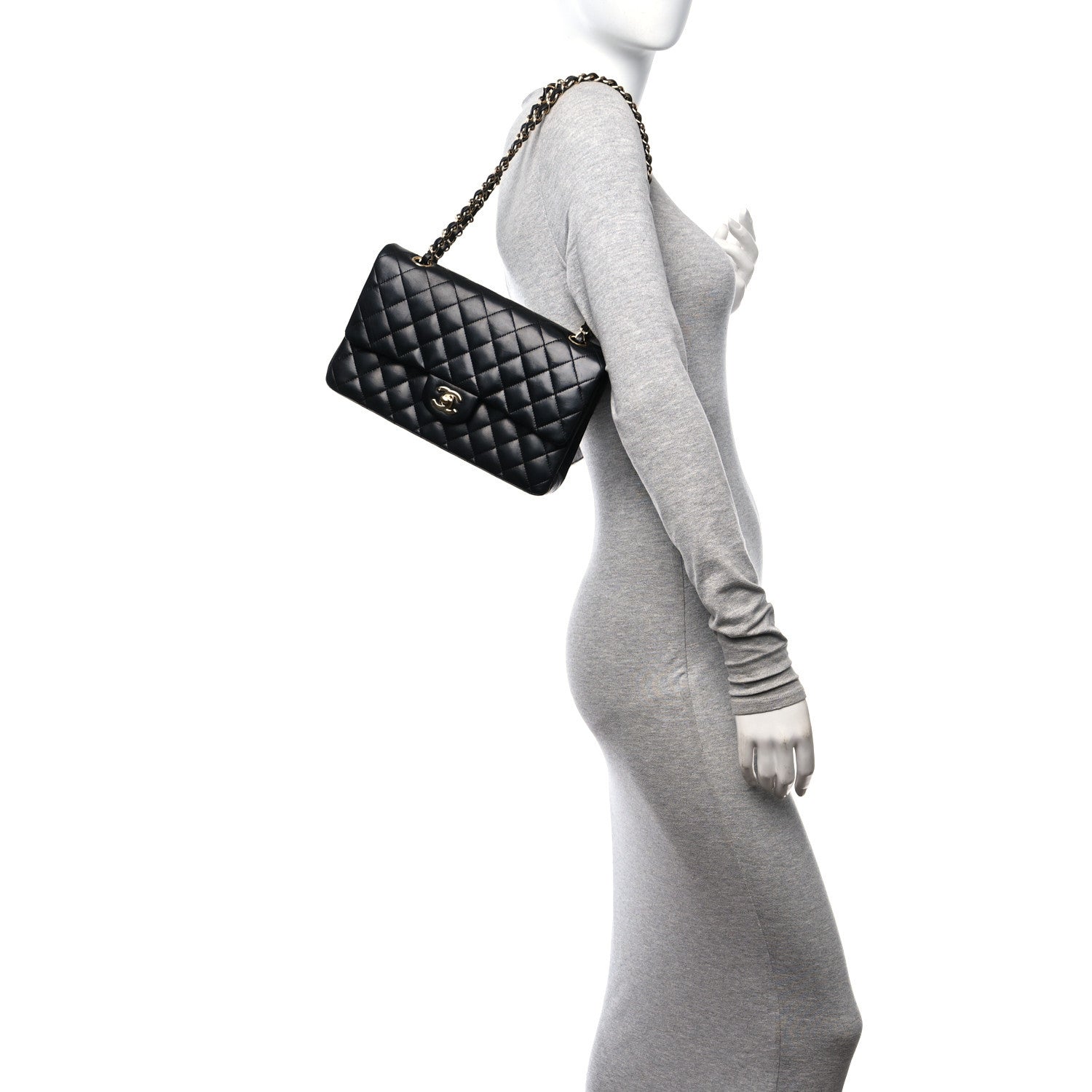 Chanel Lambskin Quilted Medium Double Flap Black 2 of 12