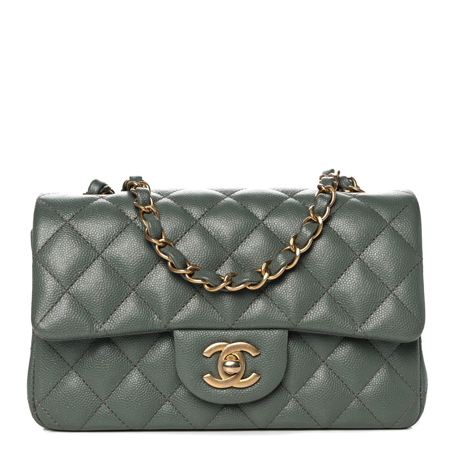 Chanel Iridescent Caviar Quilted Mini Rectangular Flap Green 1 of 11