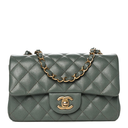 Chanel Iridescent Caviar Quilted Mini Rectangular Flap Green 1 of 11