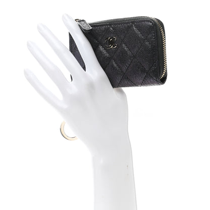 Chanel Iridescent Caviar Quilted Zipped Key Holder Case Black 2 of 8