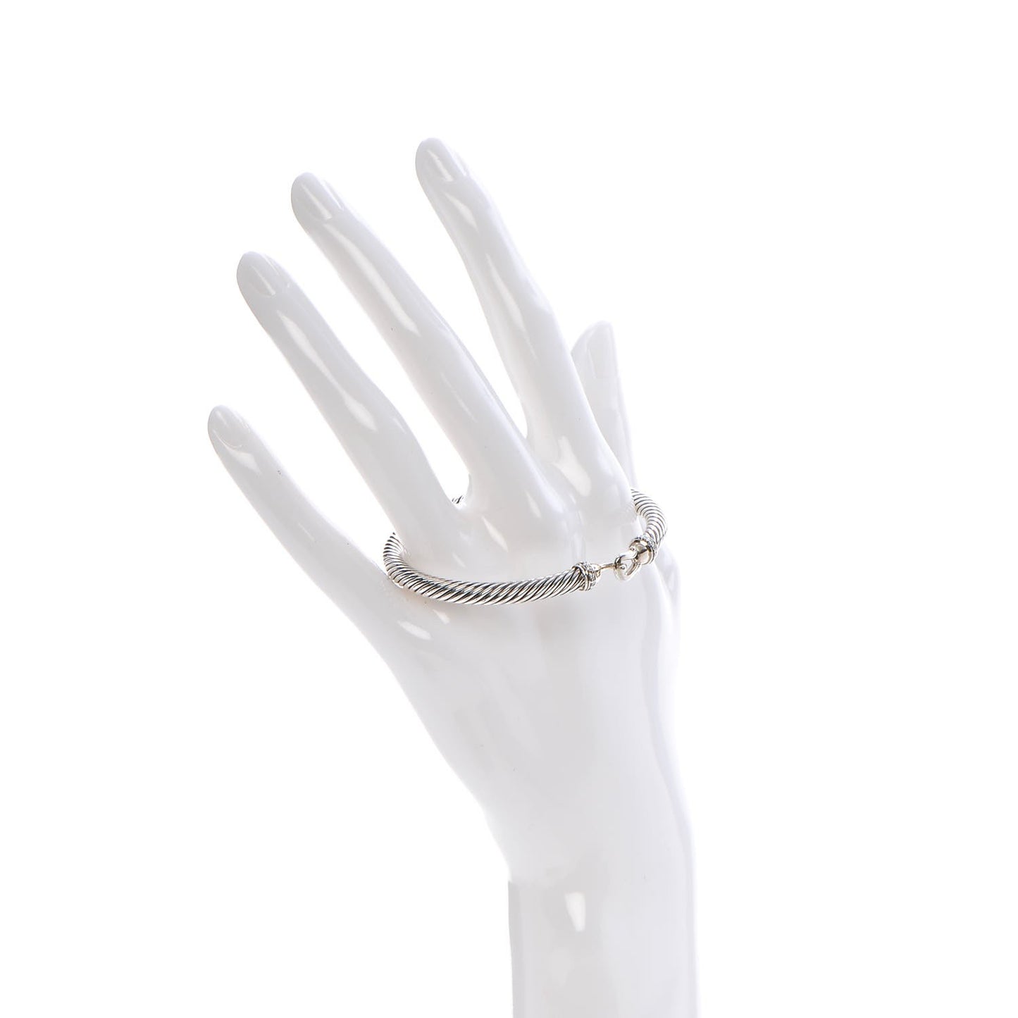 Sterling Silver Diamond 5mm Cable Buckle Bracelet