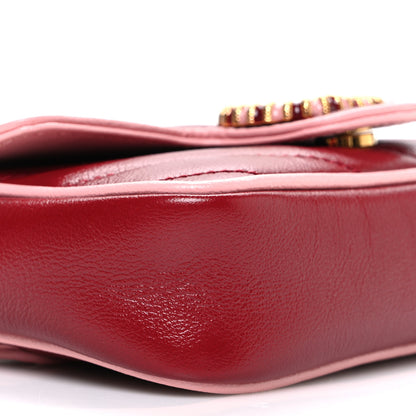 Gucci Azalea Calfskin Enamel Matelasse Diagonal Super Mini Torchon GG Marmont Shoulder Bag New Cherry Red Wild Rose 9 of 10