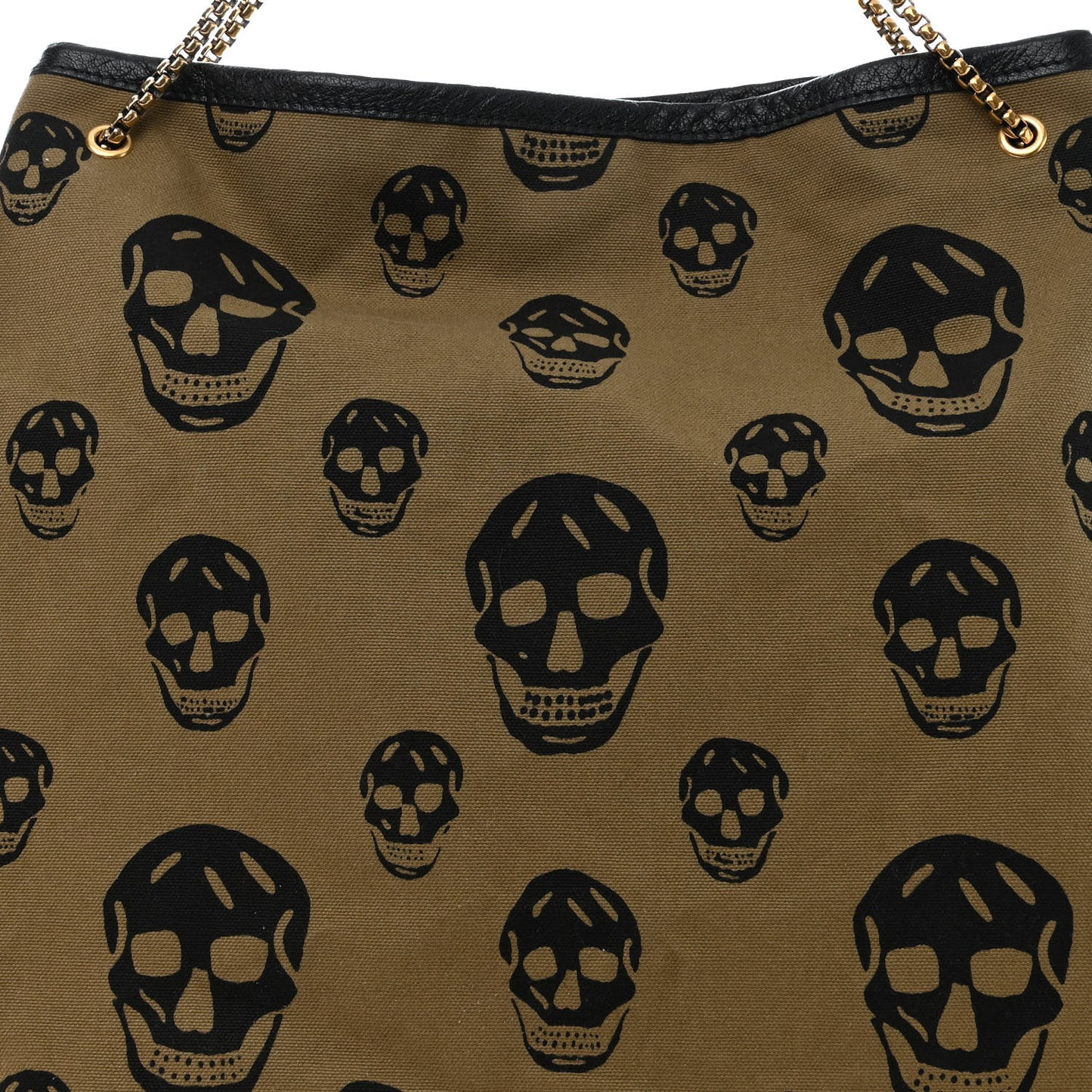 Canvas Skull Print Shoulder Bag Green Black