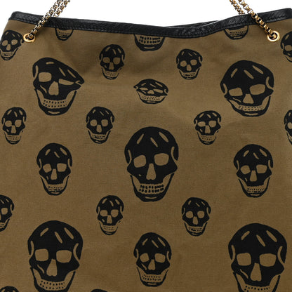Alexander McQueen Canvas Skull Print Shoulder Bag Green Black 8 of 10