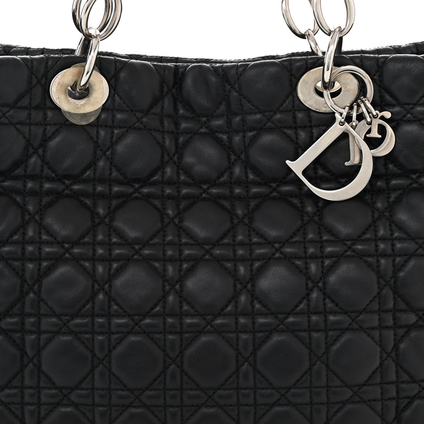Lambskin Cannage Medium Dior Soft Shopping Tote Black