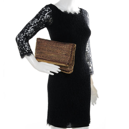 Stella McCartney Woven Boucle Fold Over Falabella Clutch Gold 2 of 6