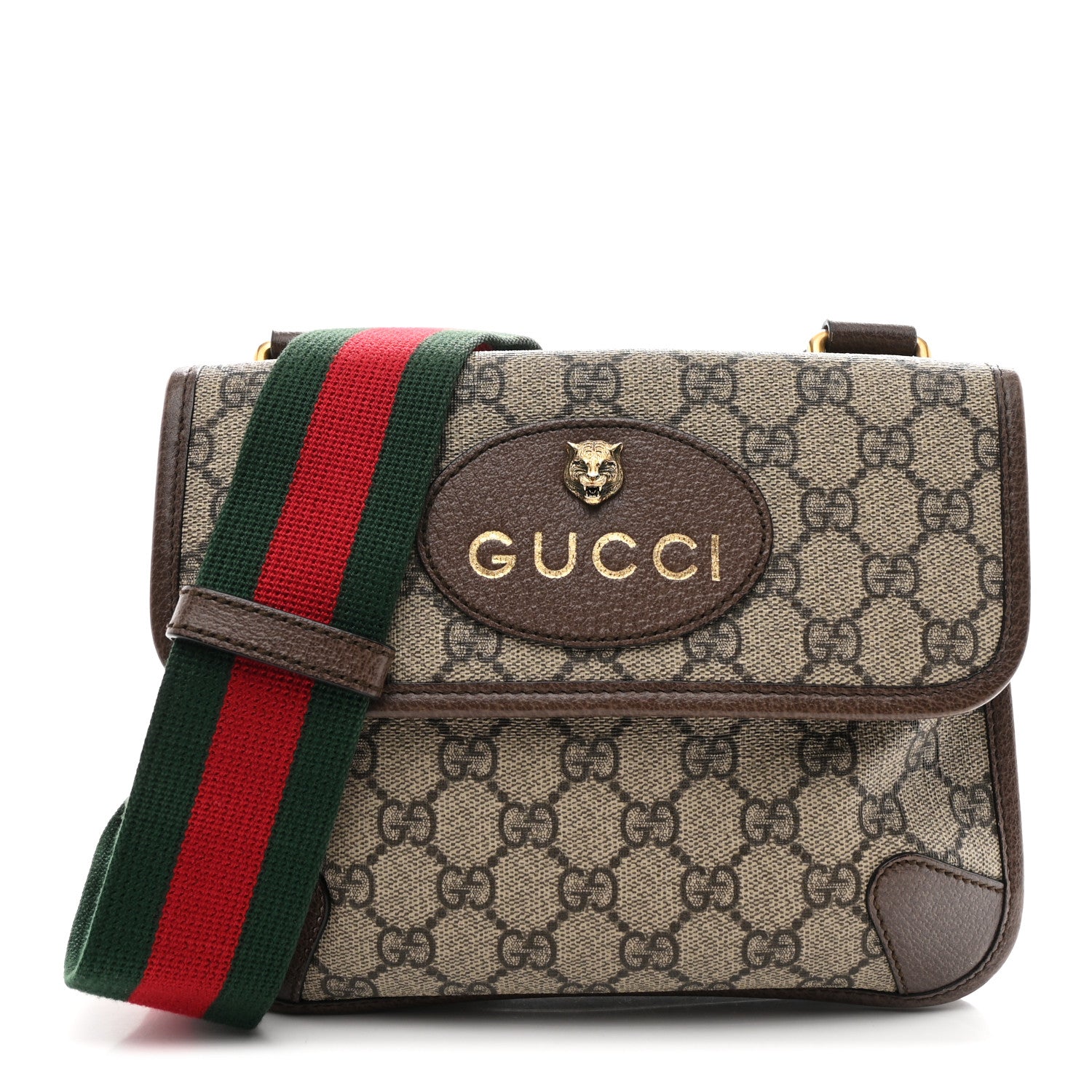 Gucci GG Supreme Monogram Web Small Neo Vintage Double Flap Messenger Bag Beige New Acero 1 of 10