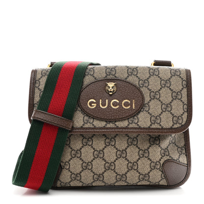 Gucci GG Supreme Monogram Web Small Neo Vintage Double Flap Messenger Bag Beige New Acero 1 of 10