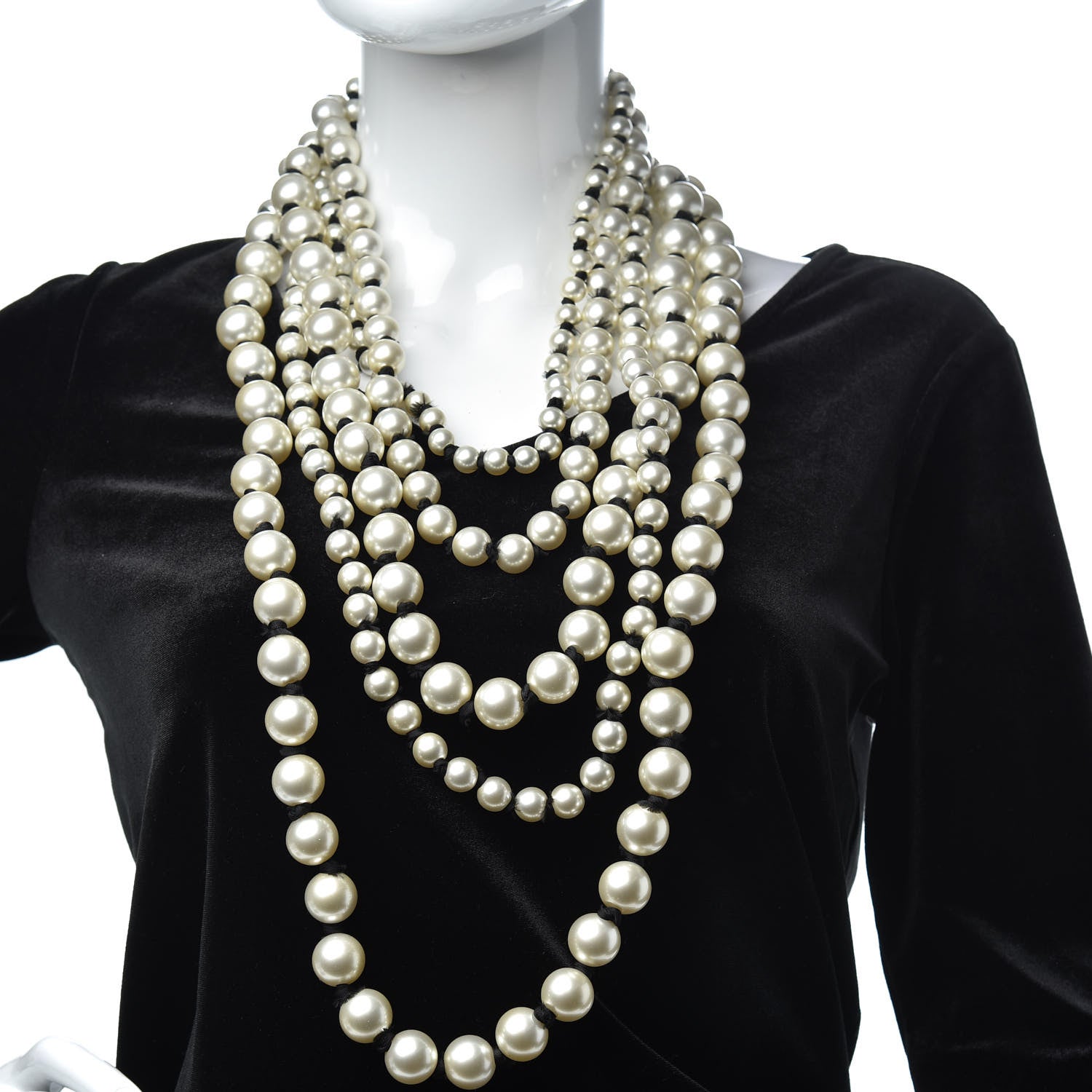 Chanel Pearl Multi Strand Long Necklace Gold 2 of 4