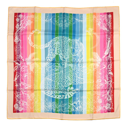 Hermes Silk Jungle Love Rainbow Scarf 90 Vert Rose Multicolor 1 of 6
