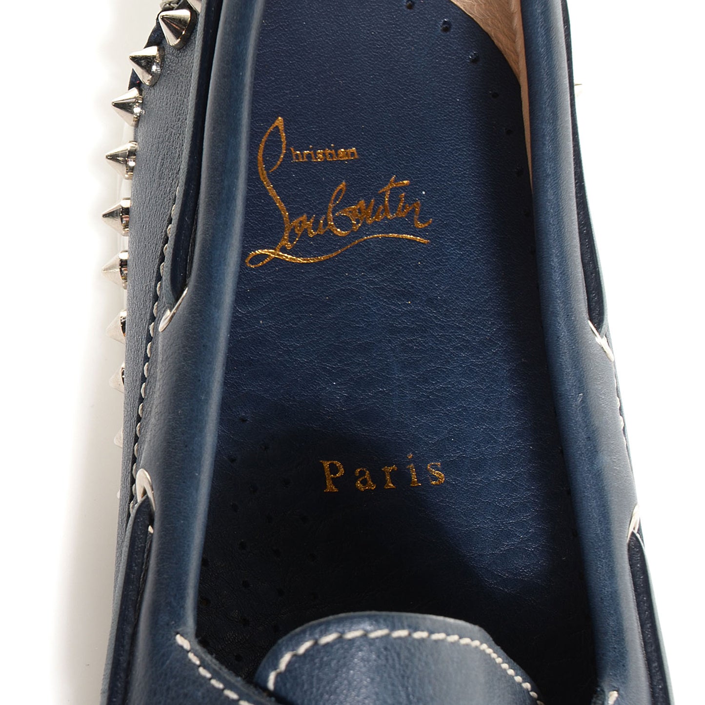 Mens Calfskin Steckel Spikes Boat Shoe 45 Navy