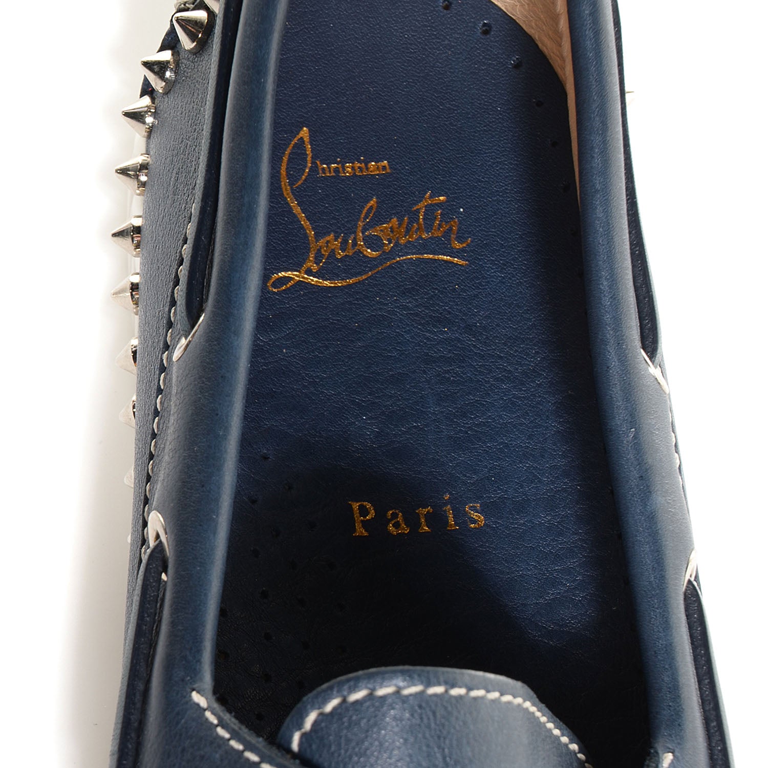 Christian Louboutin Mens Calfskin Steckel Spikes Boat Shoe 45 Navy 6 of 6