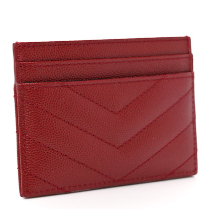 Saint Laurent Grain De Poudre Matelasse Chevron Monogram Credit Card Case Opyum Red 3 of 8