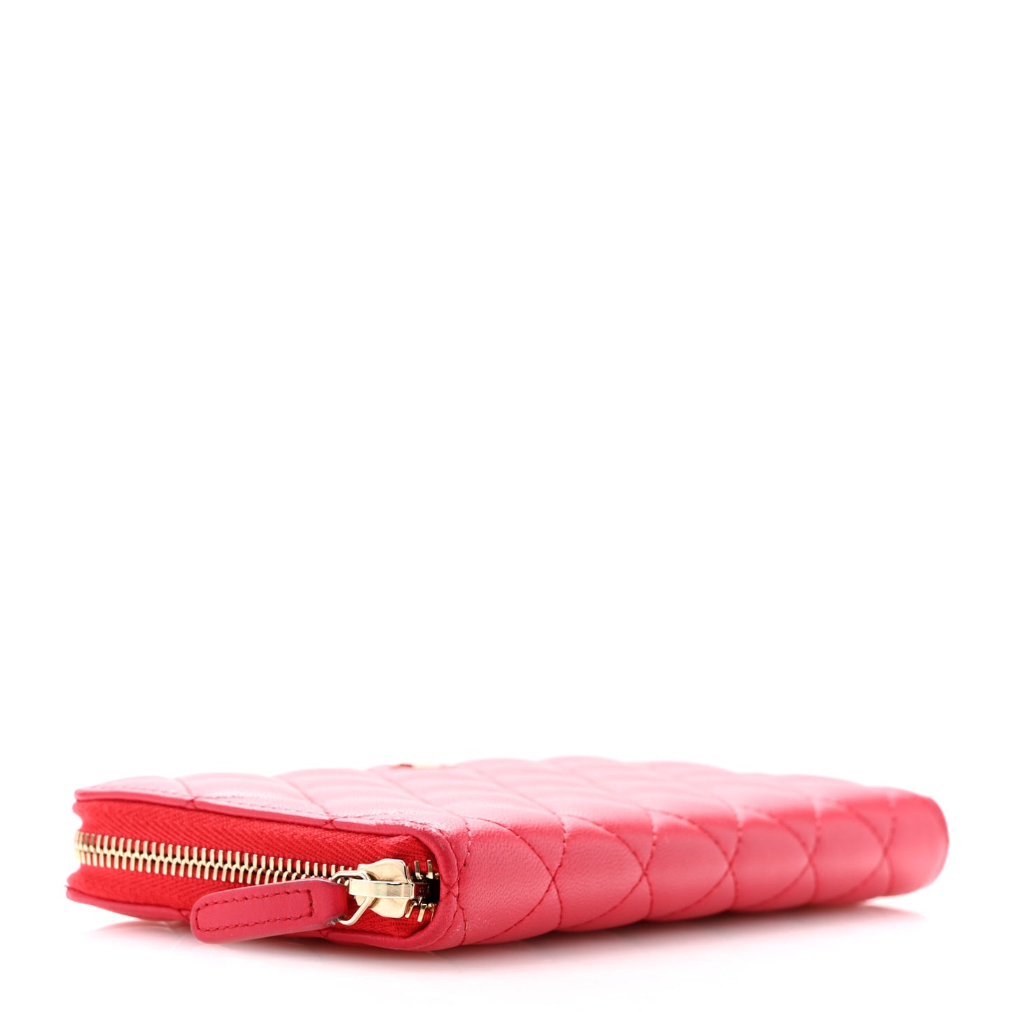 Lambskin Quilted Large Gusset Zip Around Wallet Dark Pink