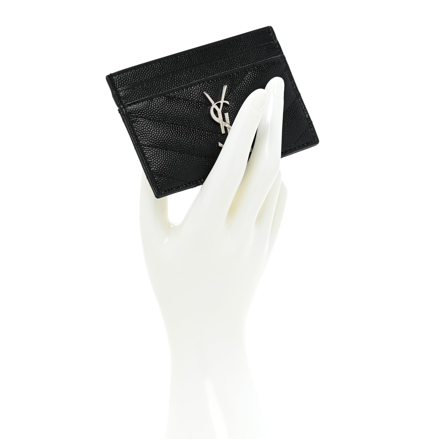 Grain De Poudre Matelasse Chevron Monogram Credit Card Case Black