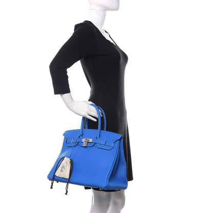 Hermes Taurillon Clemence Birkin 35 Bleu Hydra 2 of 33