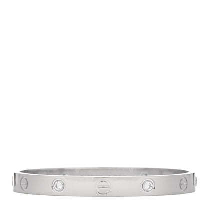 Cartier 18K White Gold 4 Diamond Love Bracelet 16 1 of 9