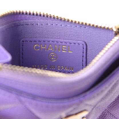 Chanel Caviar Quilted CC Zip Card Holder Purple 6 of 8