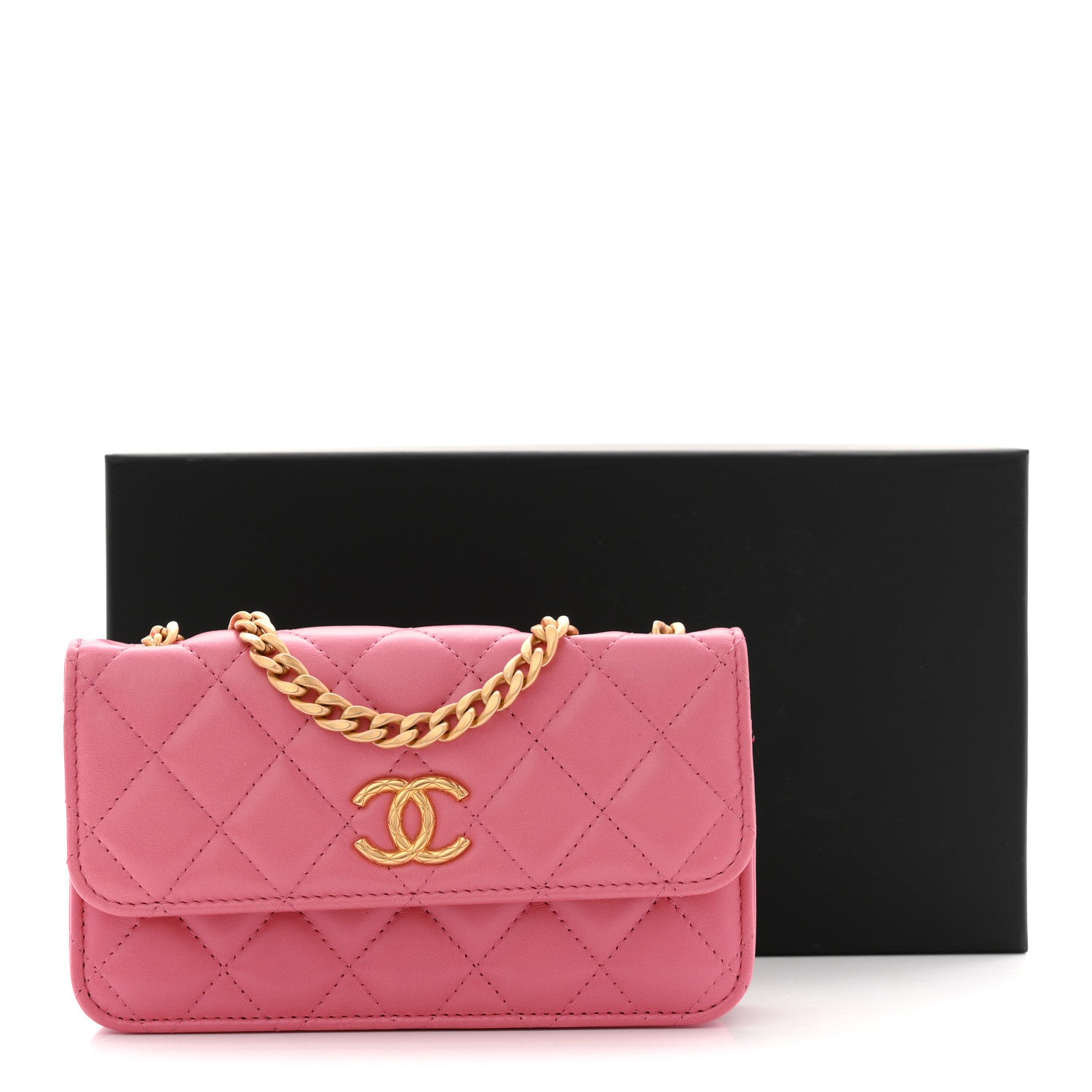 Chanel Lambskin Quilted Pillow Crush Flap Phone Holder With Chain Pink 12 of 12