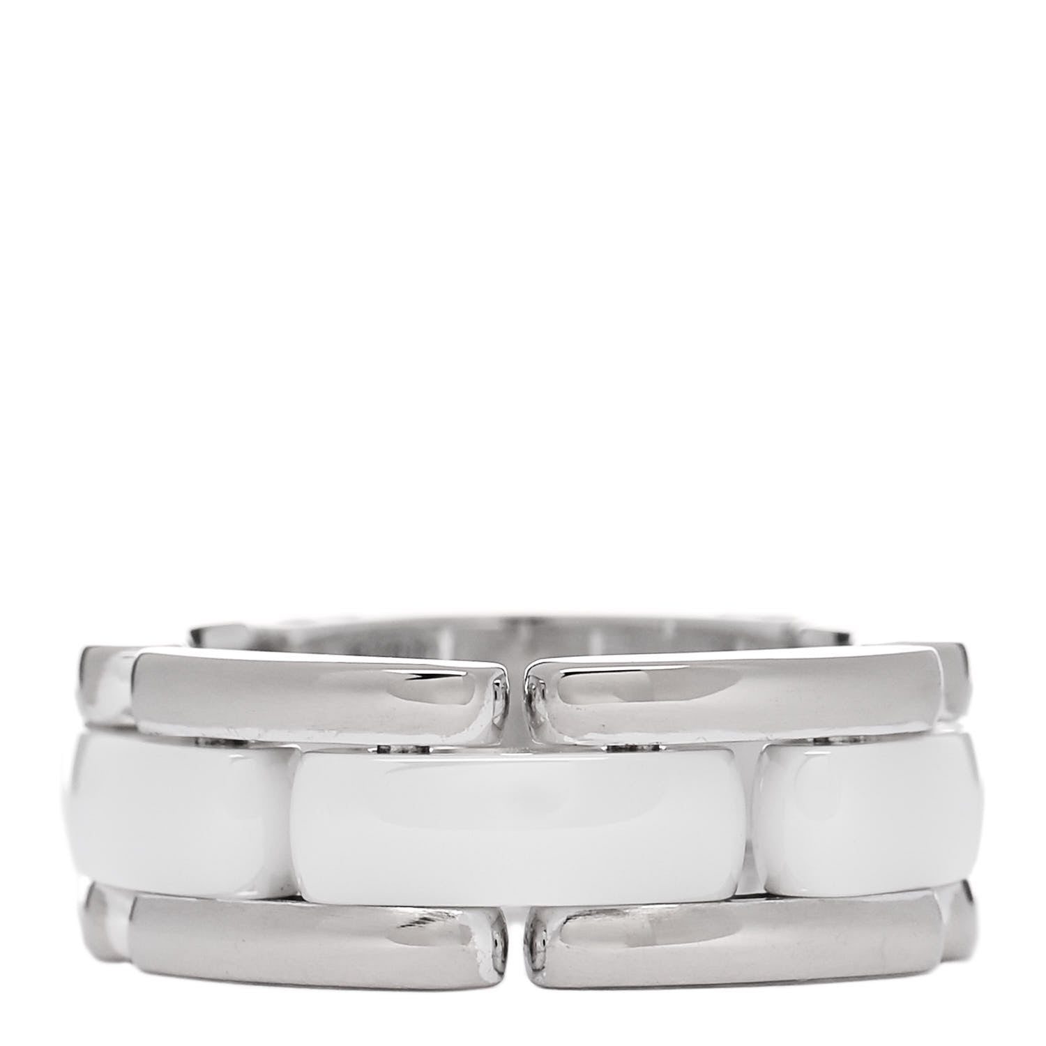 Chanel 18K White Gold Ceramic Small Ultra Ring 48 4.5 1 of 5