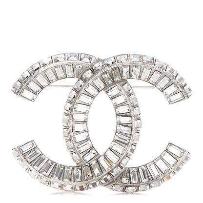 Chanel Baguette Crystal CC Brooch Silver 1 of 5