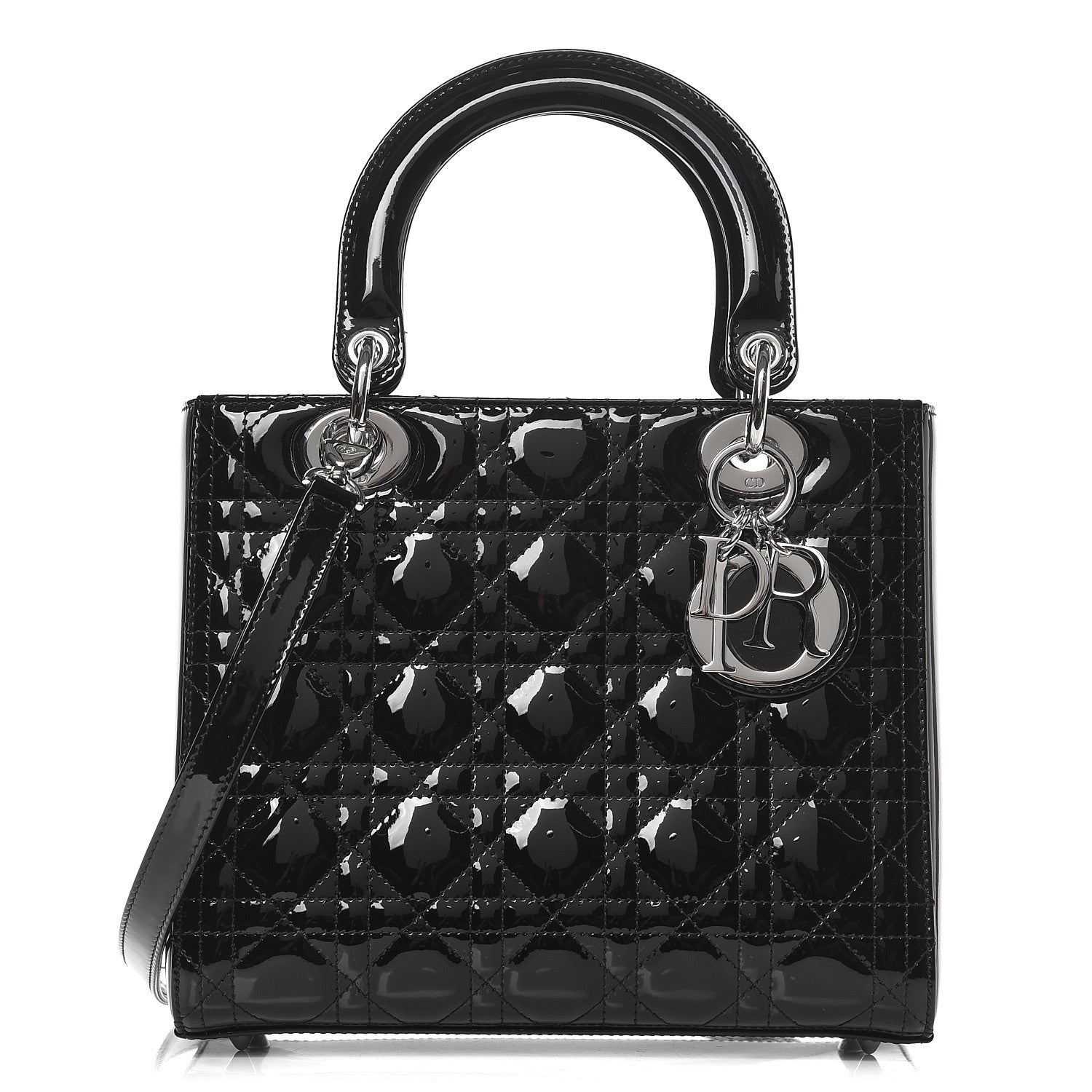Christian Dior Patent Cannage Medium Lady Dior Black 1 of 9