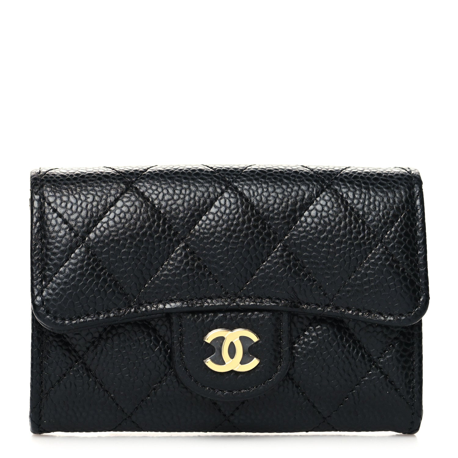 Chanel Caviar Quilted Flap Card Holder Wallet Black 1 of 9