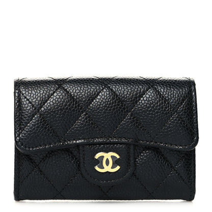 Chanel Caviar Quilted Flap Card Holder Wallet Black 1 of 9