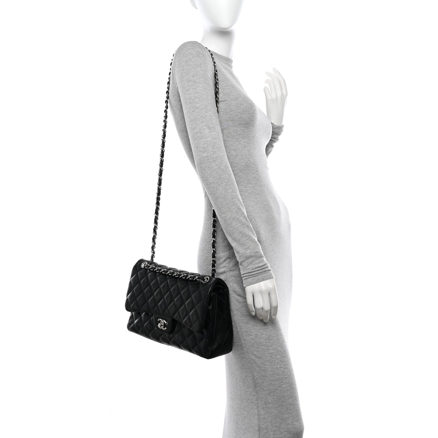 Chanel Lambskin Quilted Jumbo Double Flap Black 2 of 11