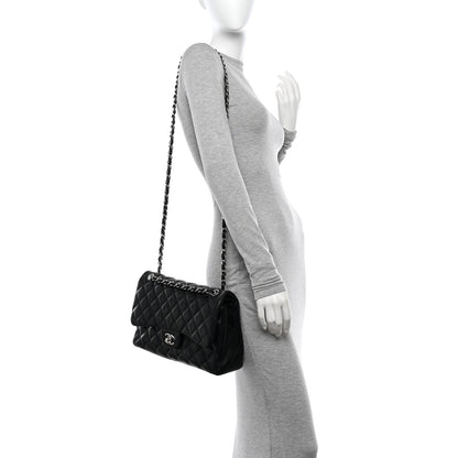 Chanel Lambskin Quilted Jumbo Double Flap Black 2 of 11