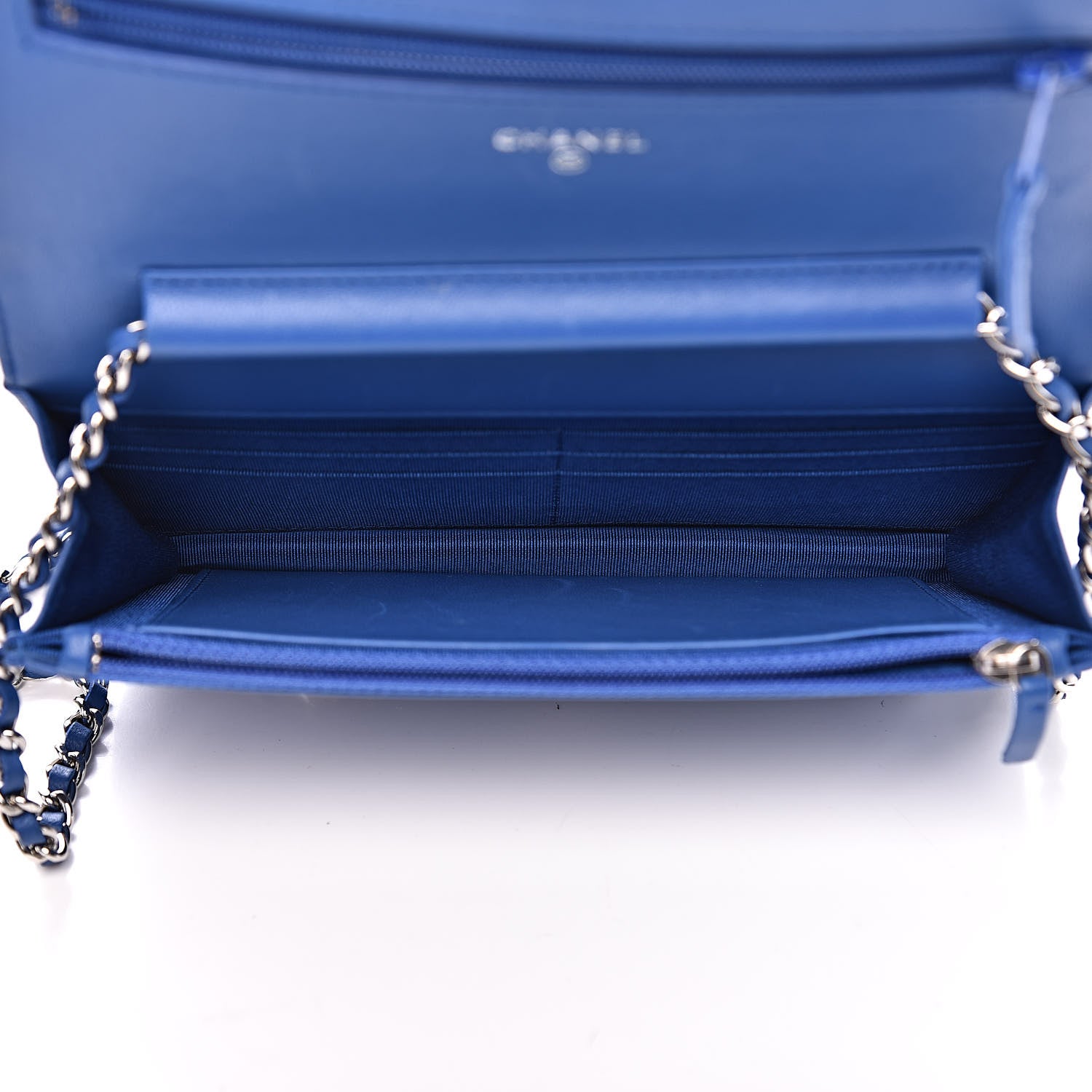 Chanel Lambskin Quilted Wallet On Chain WOC Bright Blue 5 of 12
