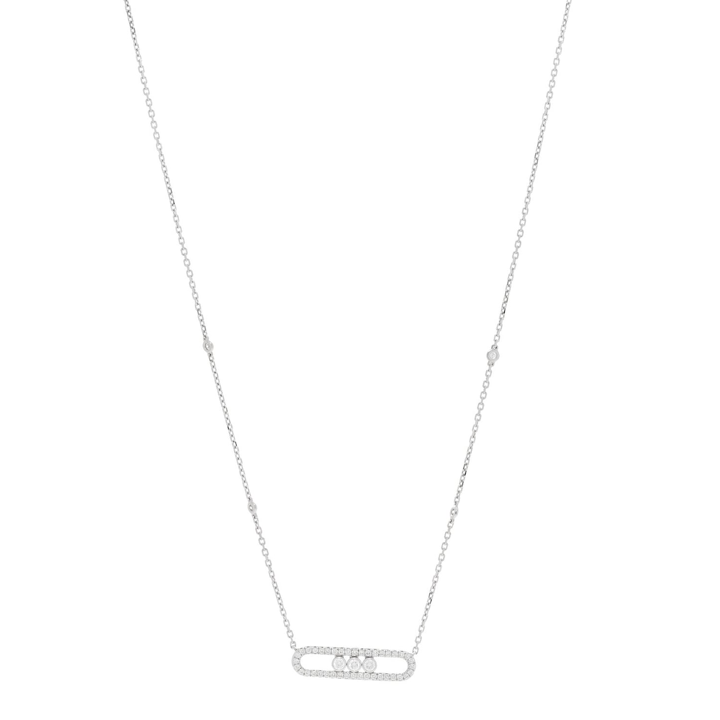18K White Gold Diamond Baby Move Pave Necklace