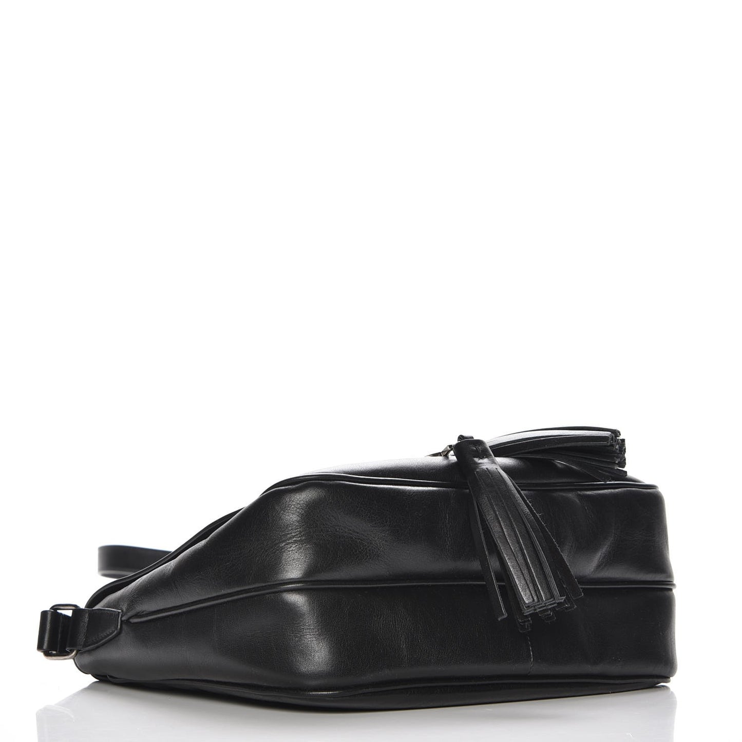 Calfskin Tassel Saddle Bag Black
