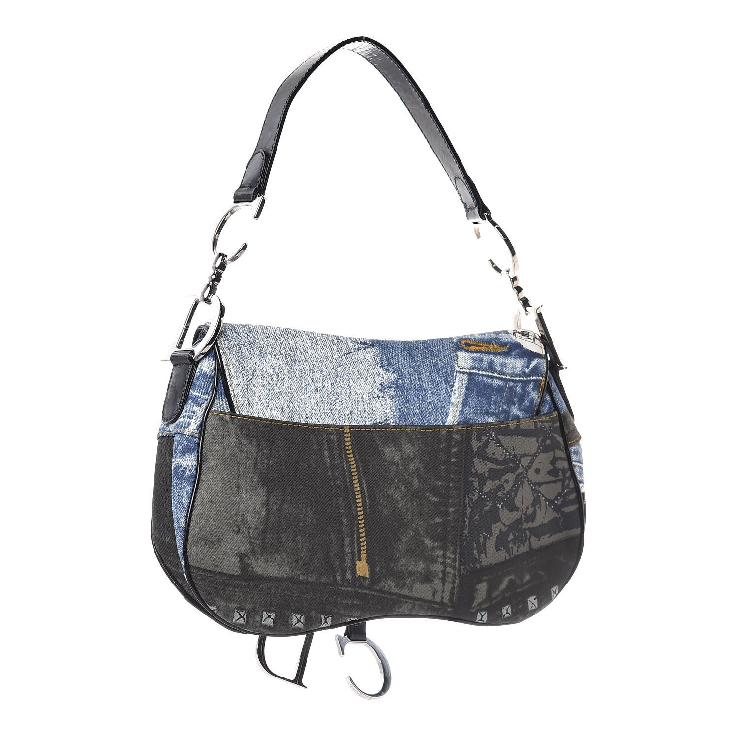 Christian Dior Denim Miss Diorella Double Saddle Bag Blue 3 of 7