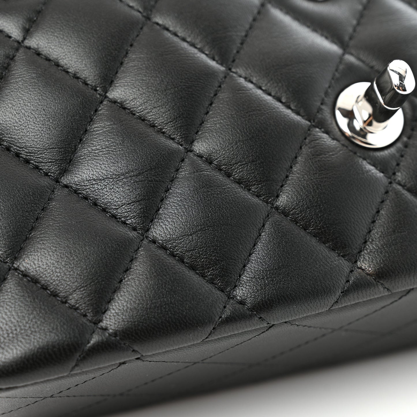 Lambskin Quilted Small Double Flap Black