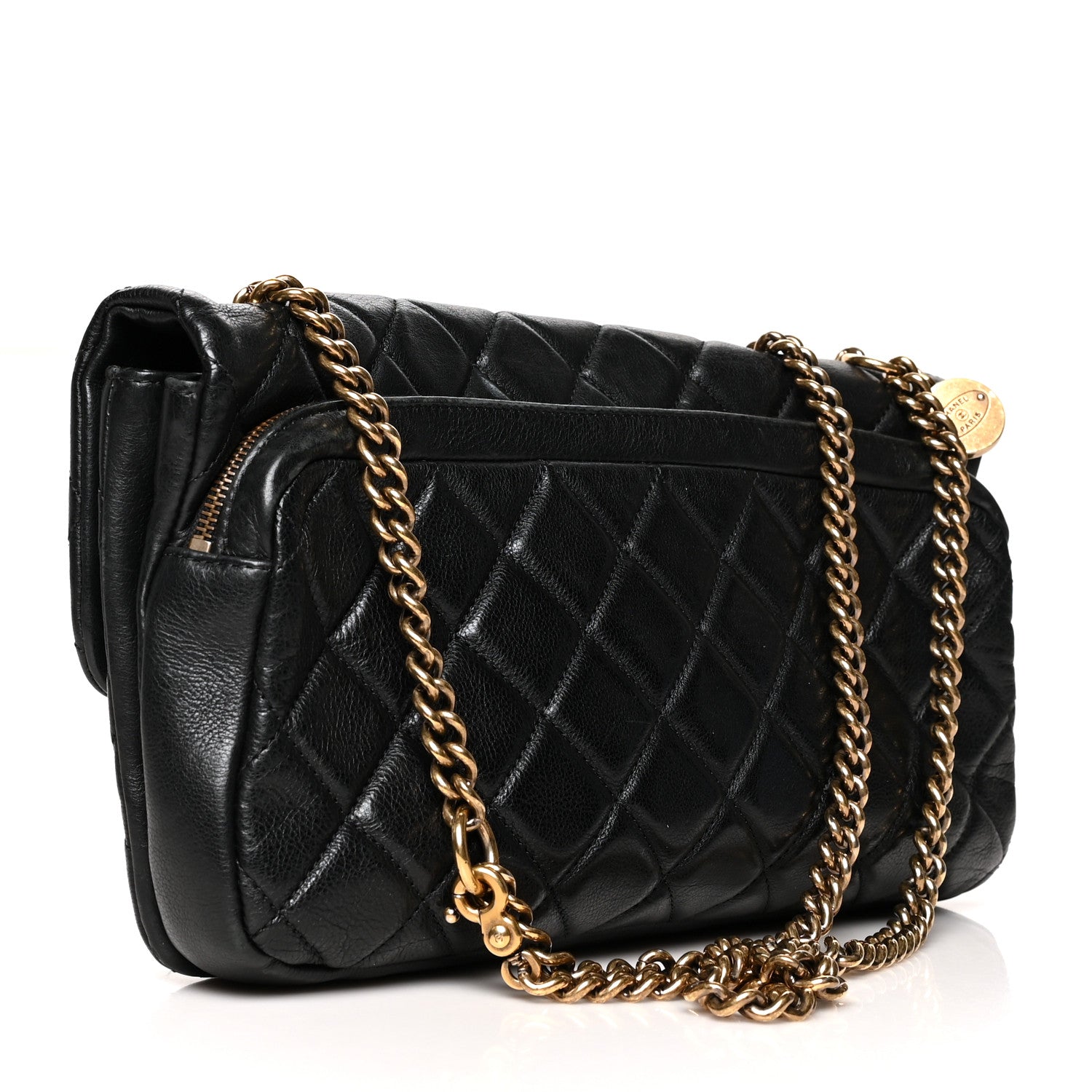 Chanel Calfskin Quilted Medium CC Crown Flap Black 3 of 12