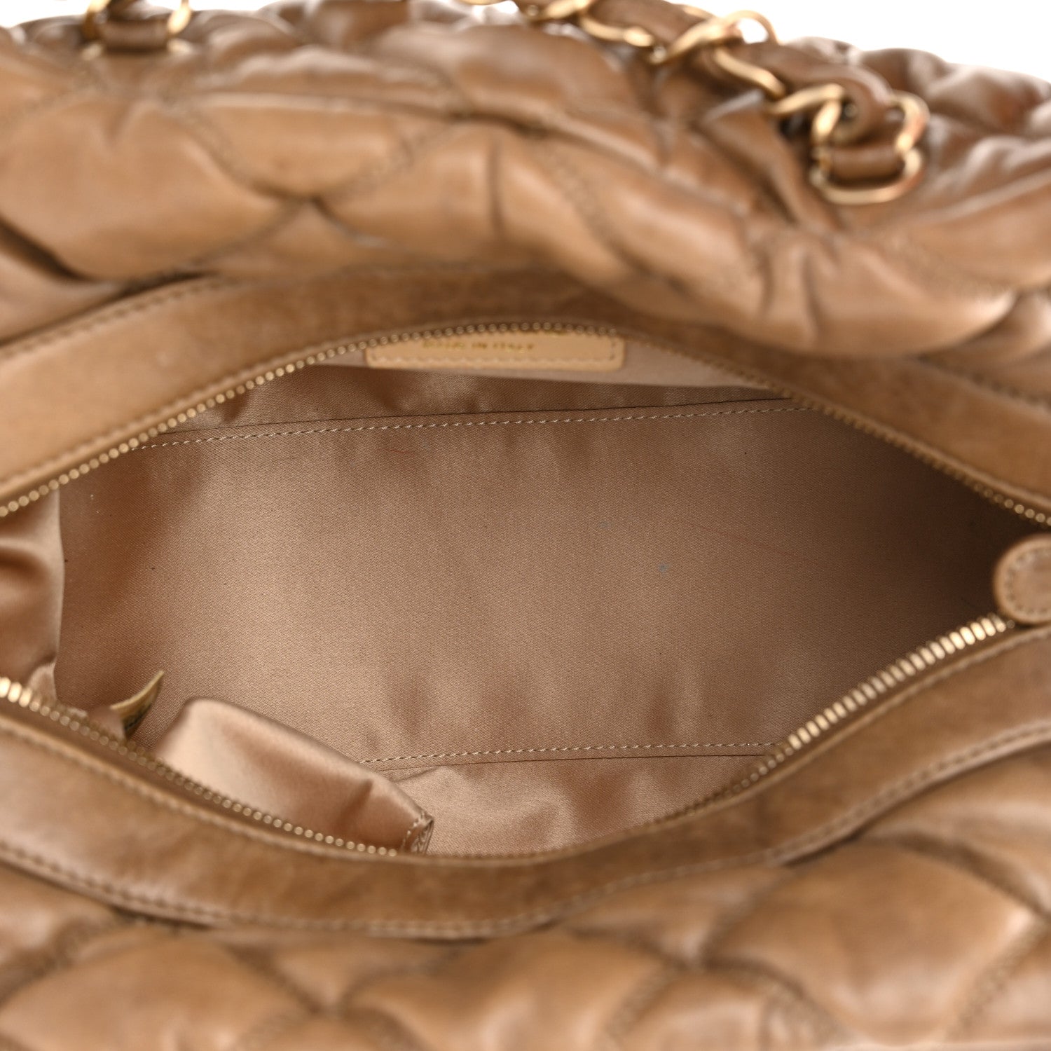 Chanel Lambskin Bubble Quilt Bowler Dark Beige 5 of 10
